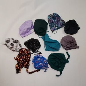 Lot of 11 Fun & Colorful Scrub Caps | Surgical Medical Nurse Hats Bundle